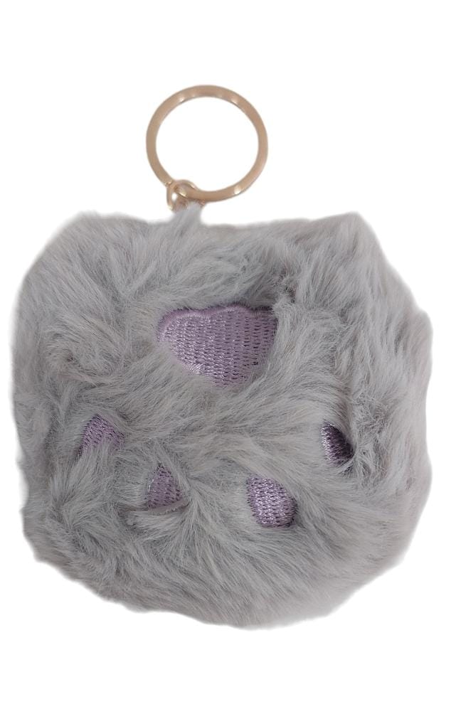 Chaveiro Pompom branco rosa cinza